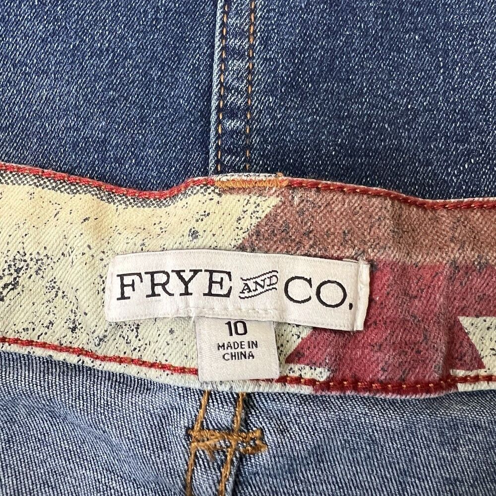 3/$25 Frye‎ And Co Denim Skirt Womens Size 10/30 Blue Raw Hem Stretch - Picture 2 of 6